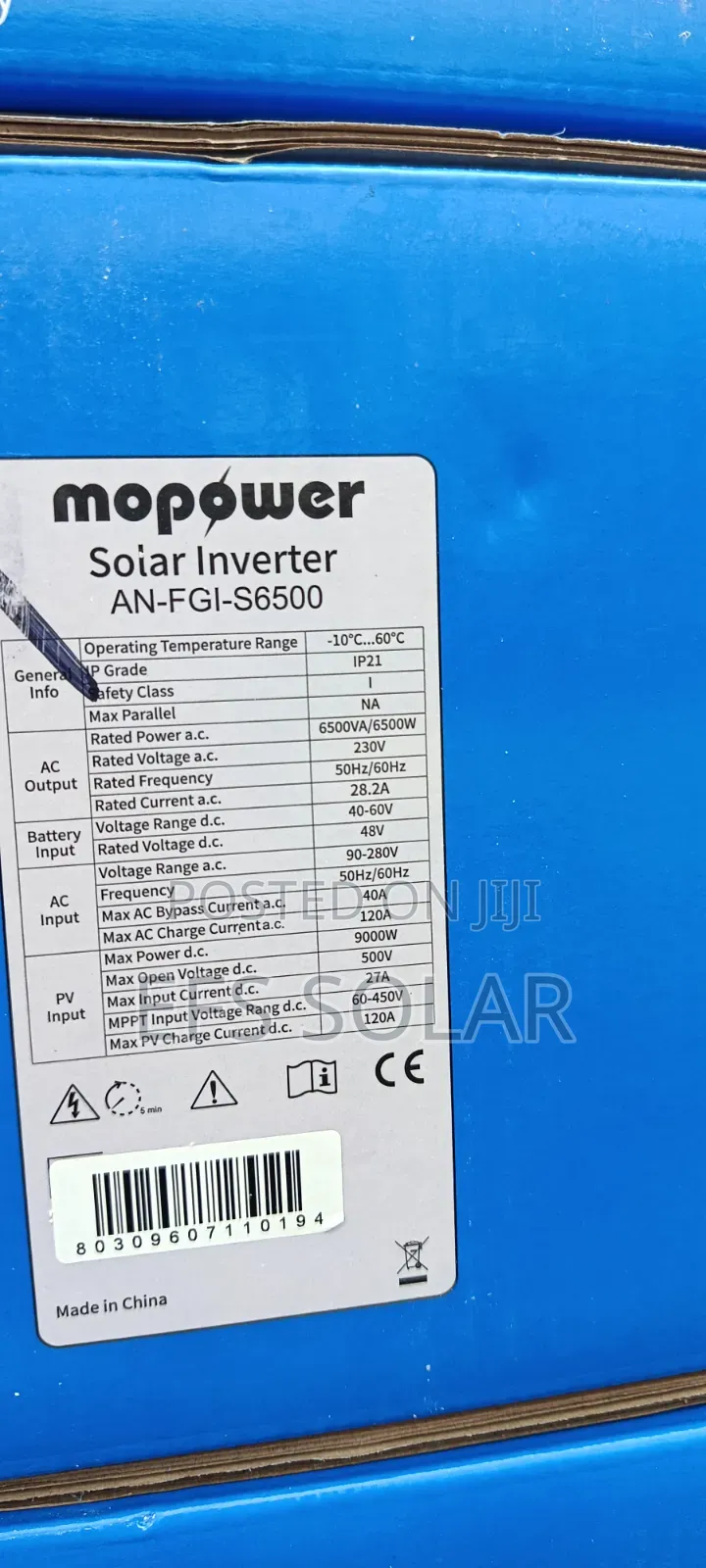 6.5kVA MoPower Hybrid Inverter – Solar Battery