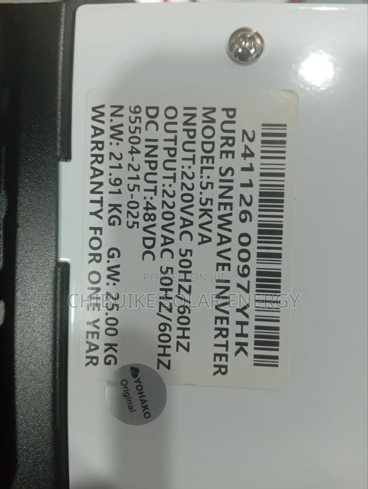 Yohako Solar Inverter 5.5kva/48v