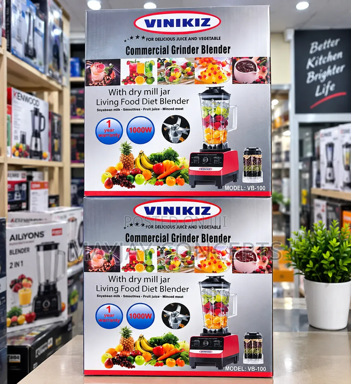 VINIKIZ 10000W Commercial Grinder Blender With Dry Mill–VB-100