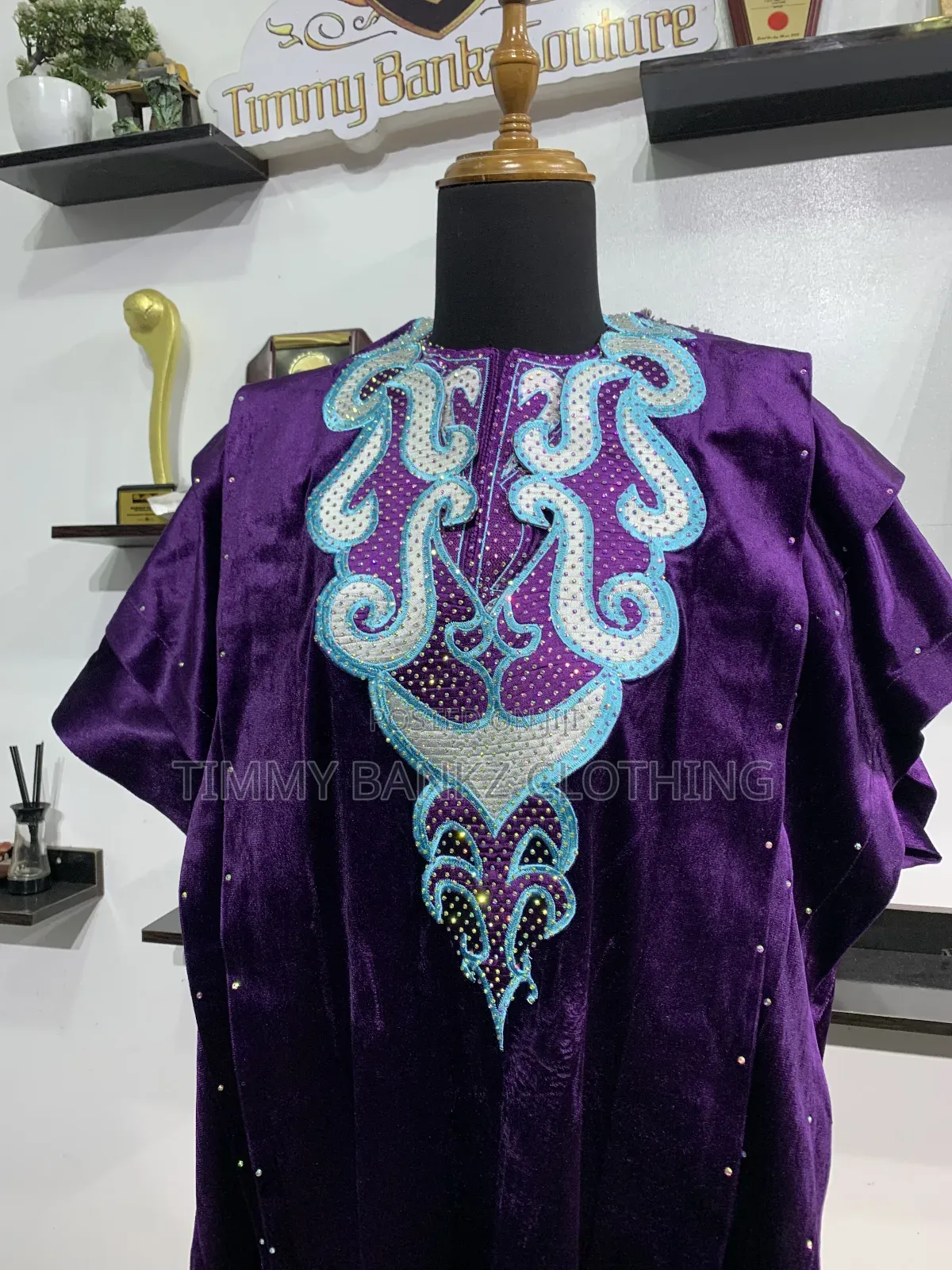 Purple Velvet Men's Luxury Agbada