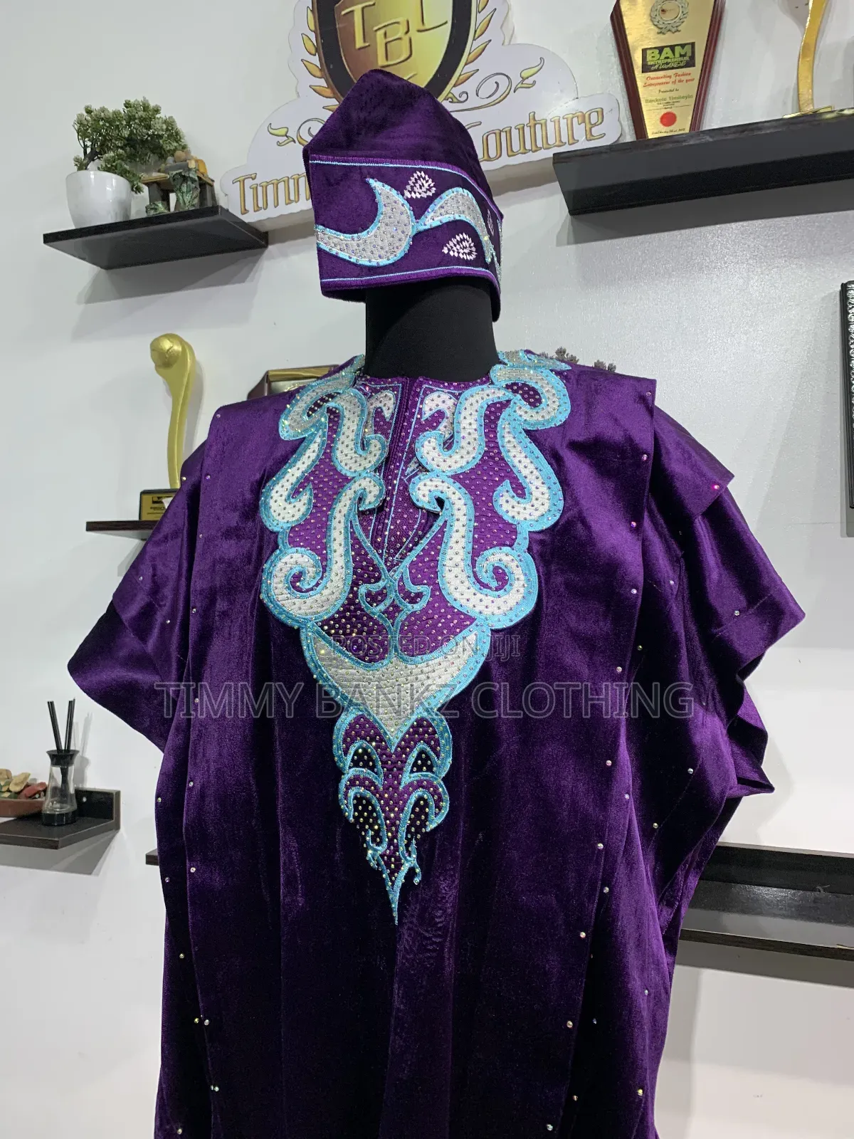 Purple Velvet Men's Luxury Agbada