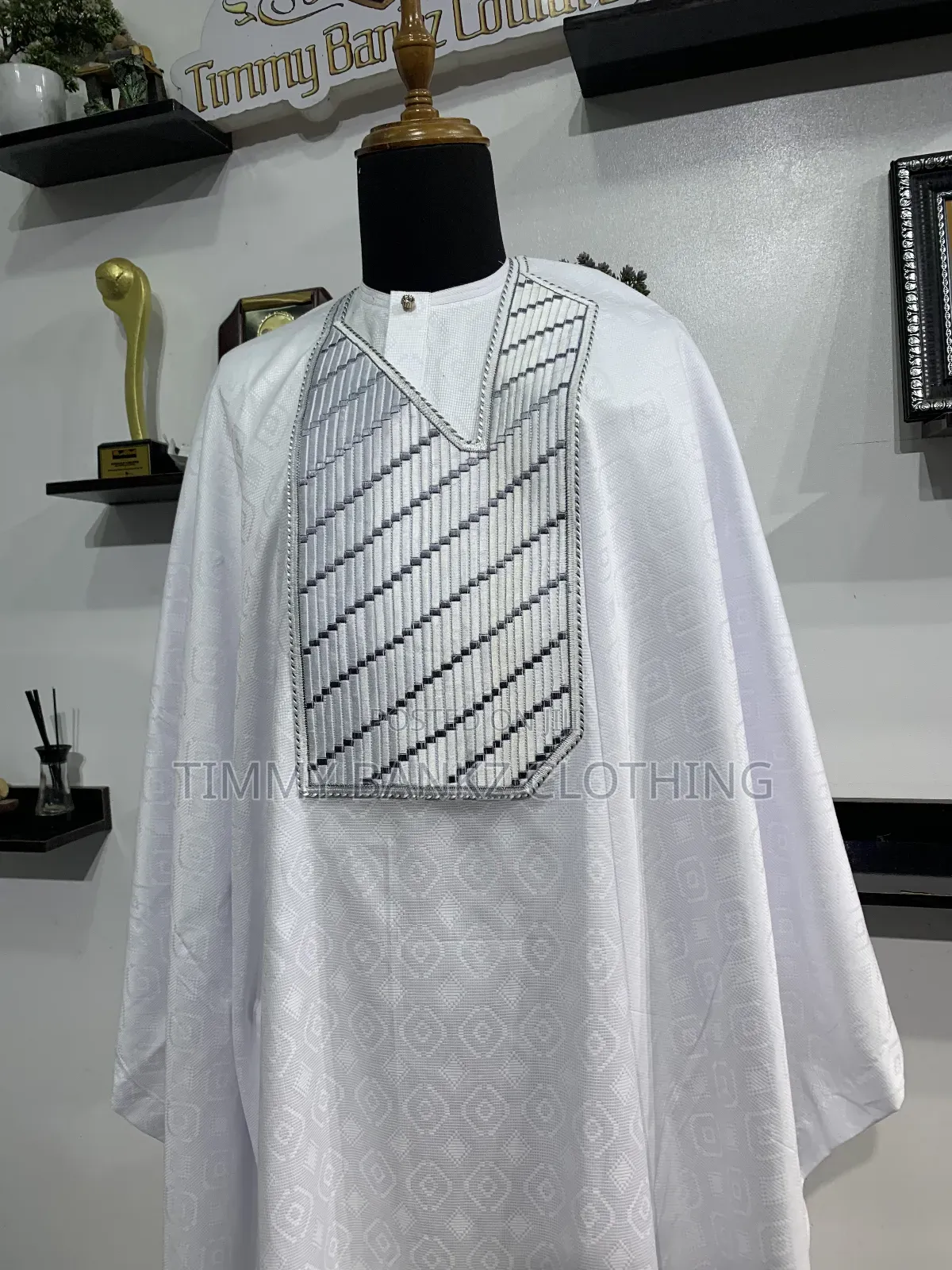 Embroidered Men's White Agbada/Native Wear