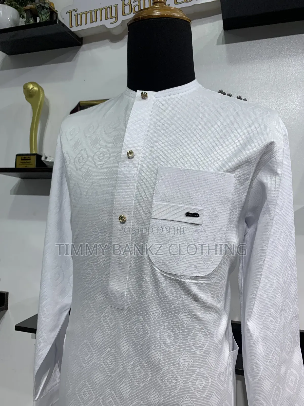 Embroidered Men's White Agbada/Native Wear