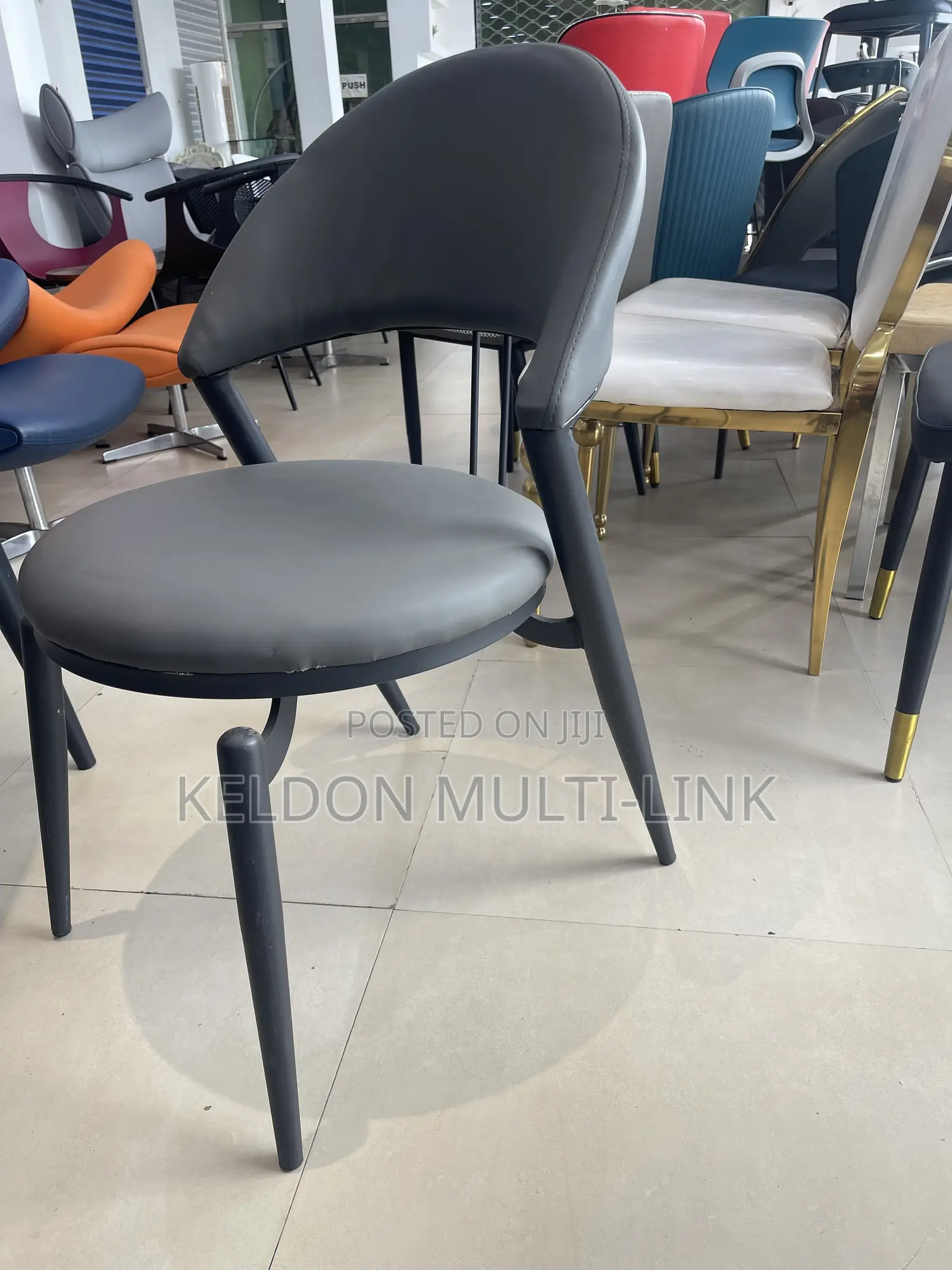Visitors Chair for Dinning/Black/Brown/Brown/Learther Chair
