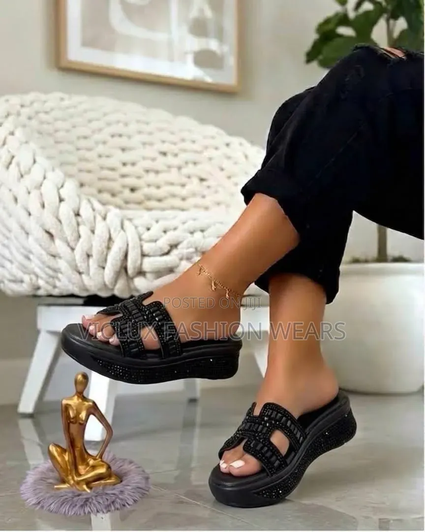 Ladies High Quality Wedge Slippers