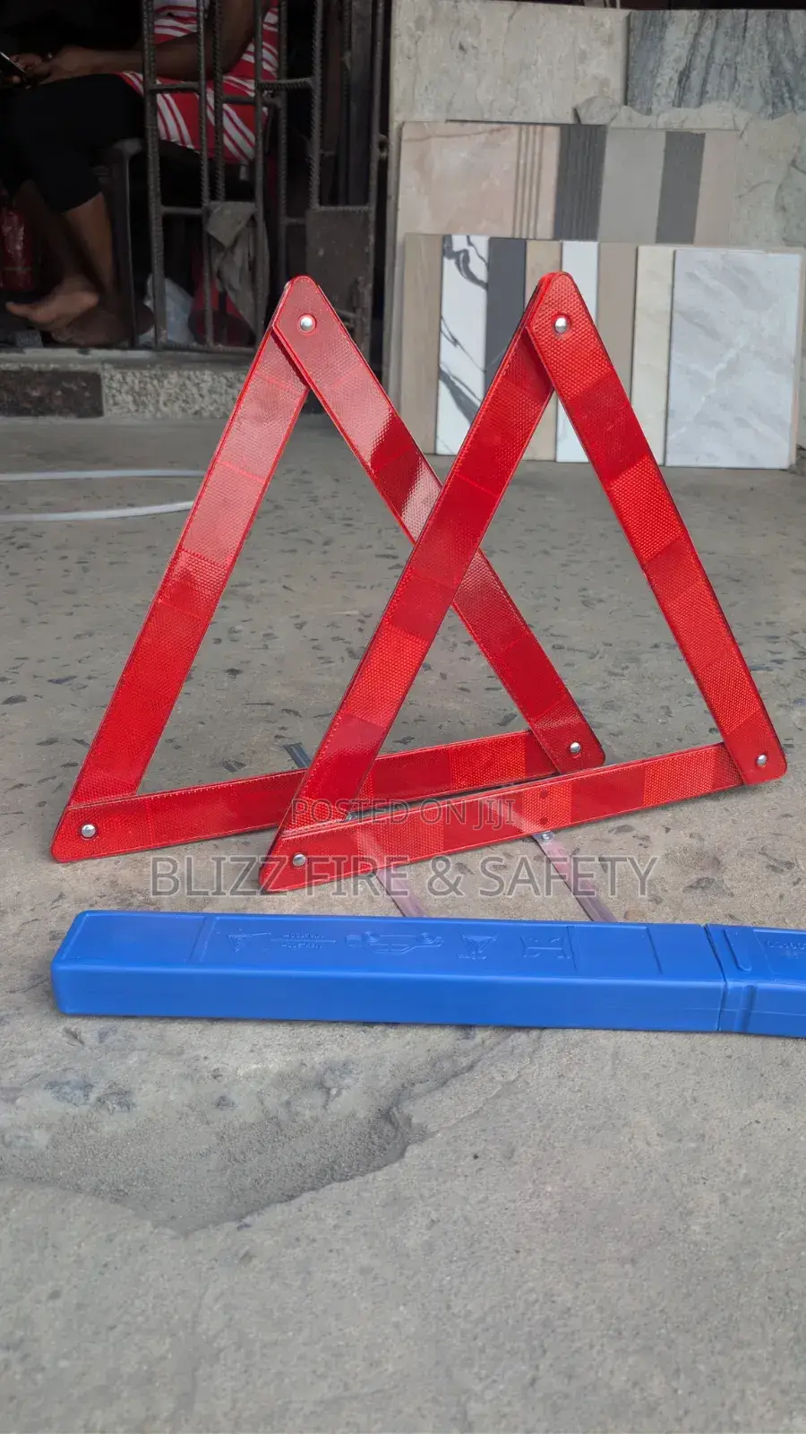 Fire Extinguisher and Reflective Warning Triangle (C-Caution)