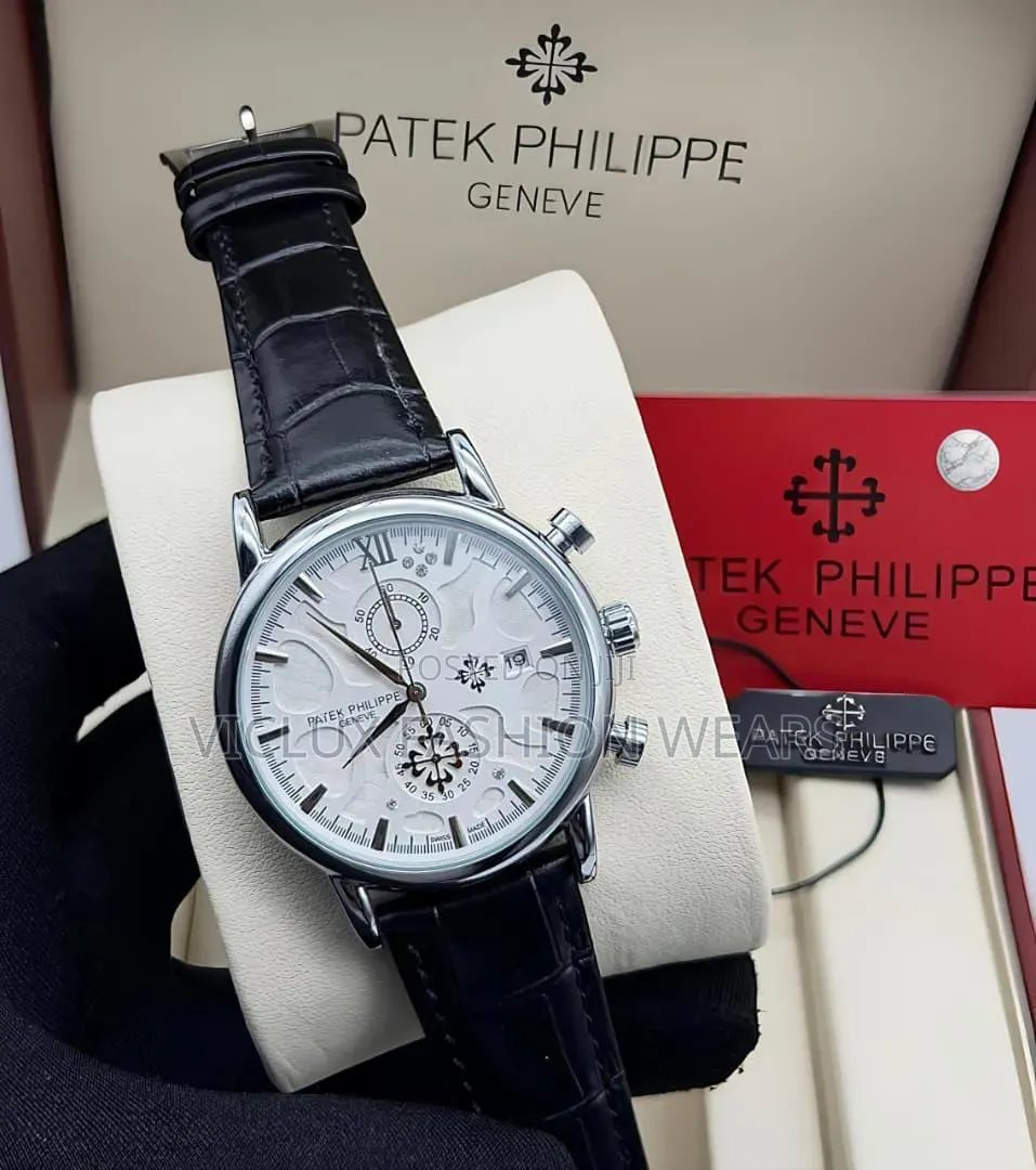 Patek Philippe Luxury Men's Leather Wrist Watch