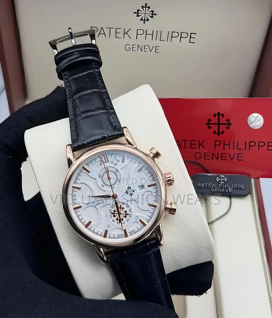 Patek Philippe Luxury Men's Leather Wrist Watch