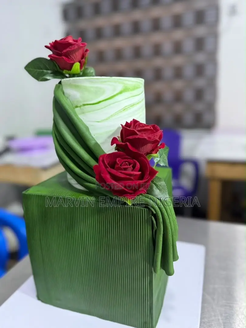 2 Tier Marble Fondant Cake