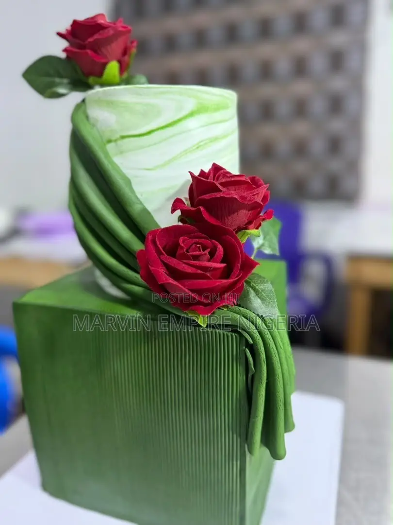 2 Tier Marble Fondant Cake