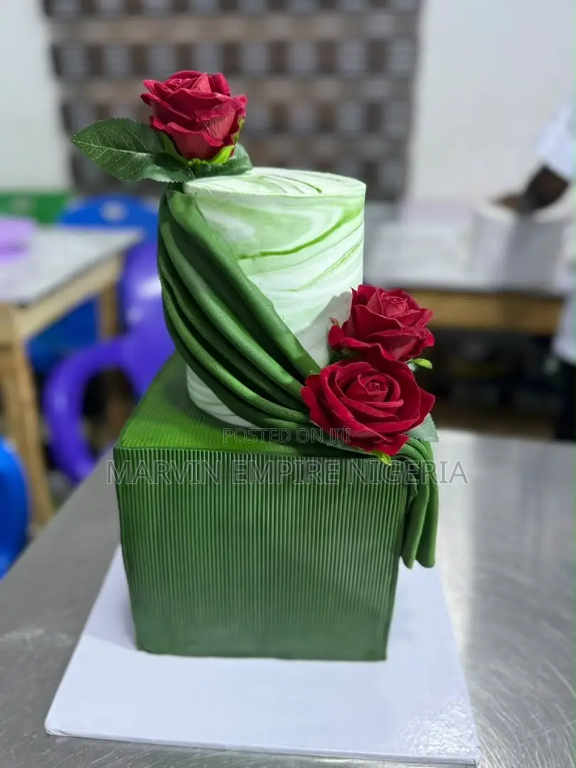 2 Tier Marble Fondant Cake