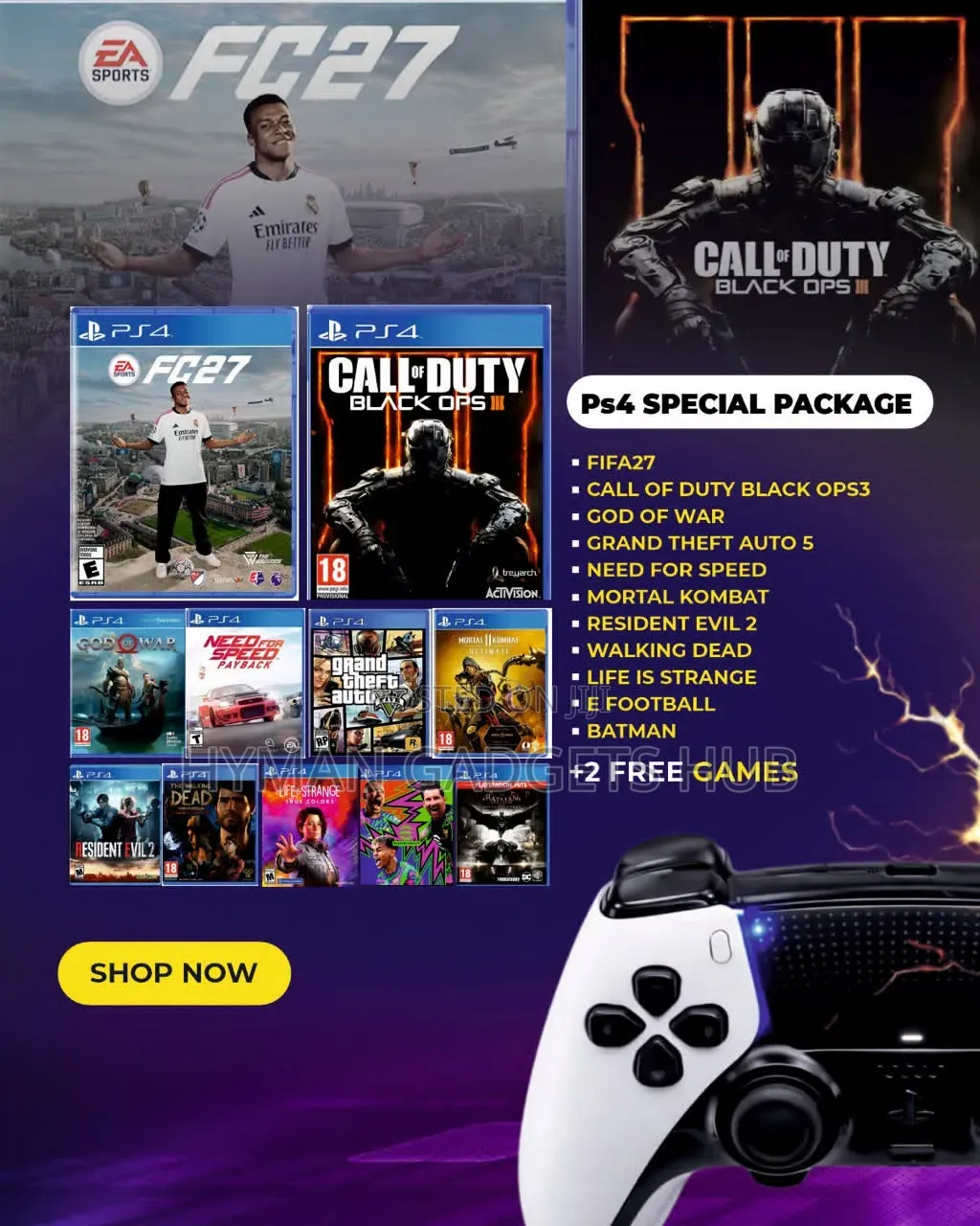 Installation of 10 Games Including Fc27 in Ps5 and Ps4