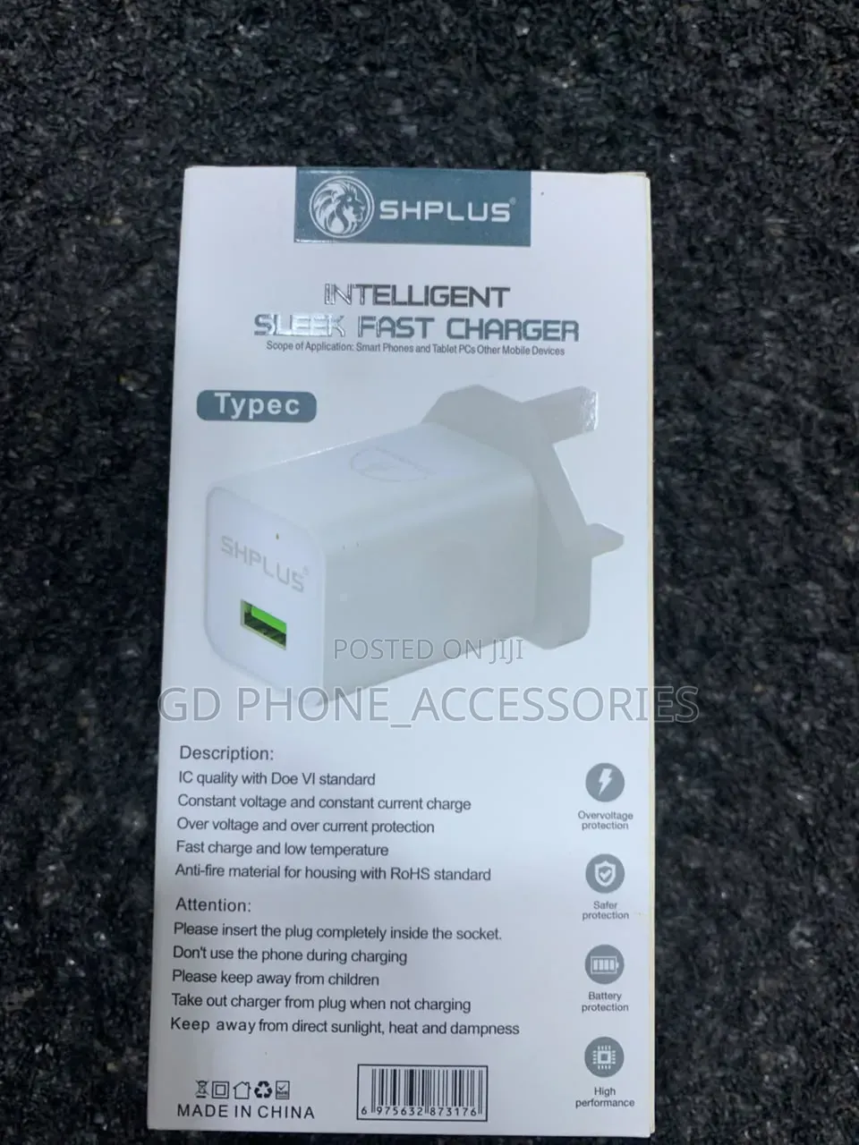 ​SHPLUS 42W Fast Charger Adapter (Model SH-A68FT) – USB Type-C
