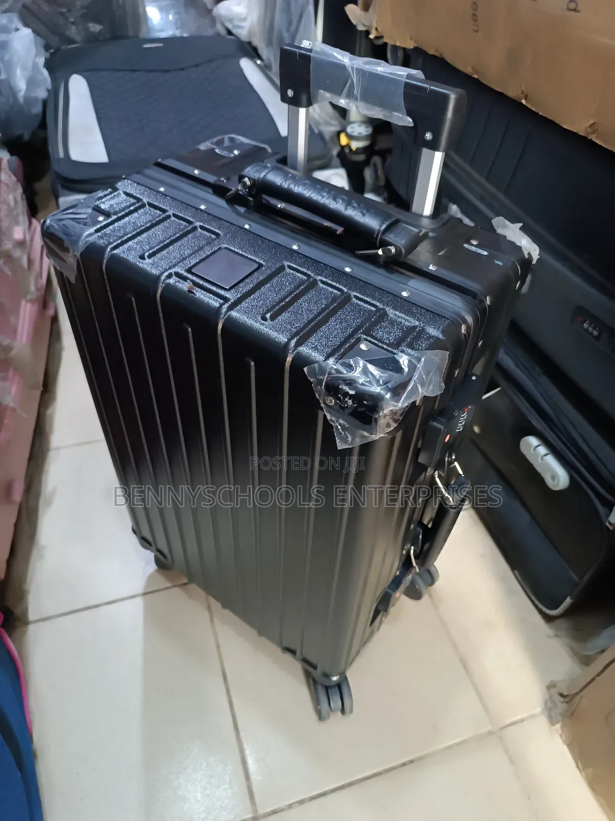 Small Black Aluminium Travelling Luggage Box With Leather Handles