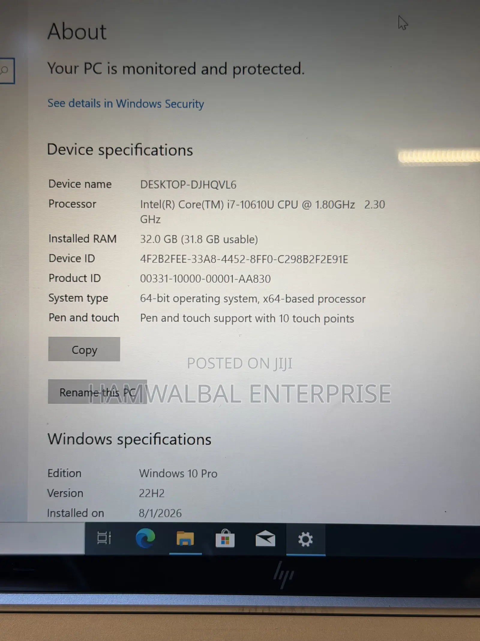 Laptop HP EliteBook x360 1040 G7 32GB Intel Core i7 SSD 512GB