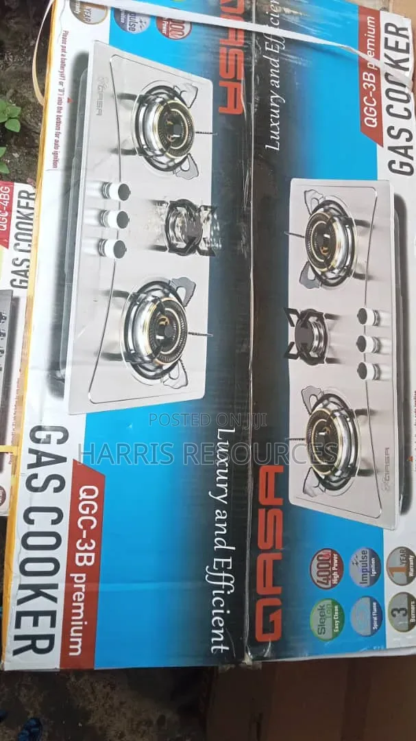 Qasa Stainless Steel Gas Cooker -3 Burner Auto-Ignition