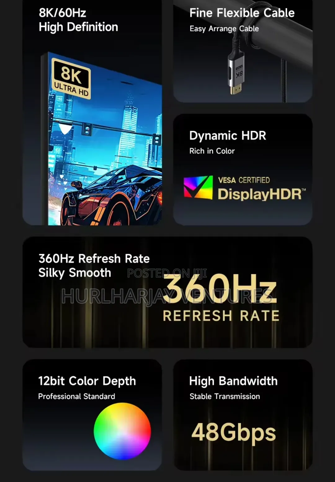 2m Hagibis DisplayPort to HDMI Cable