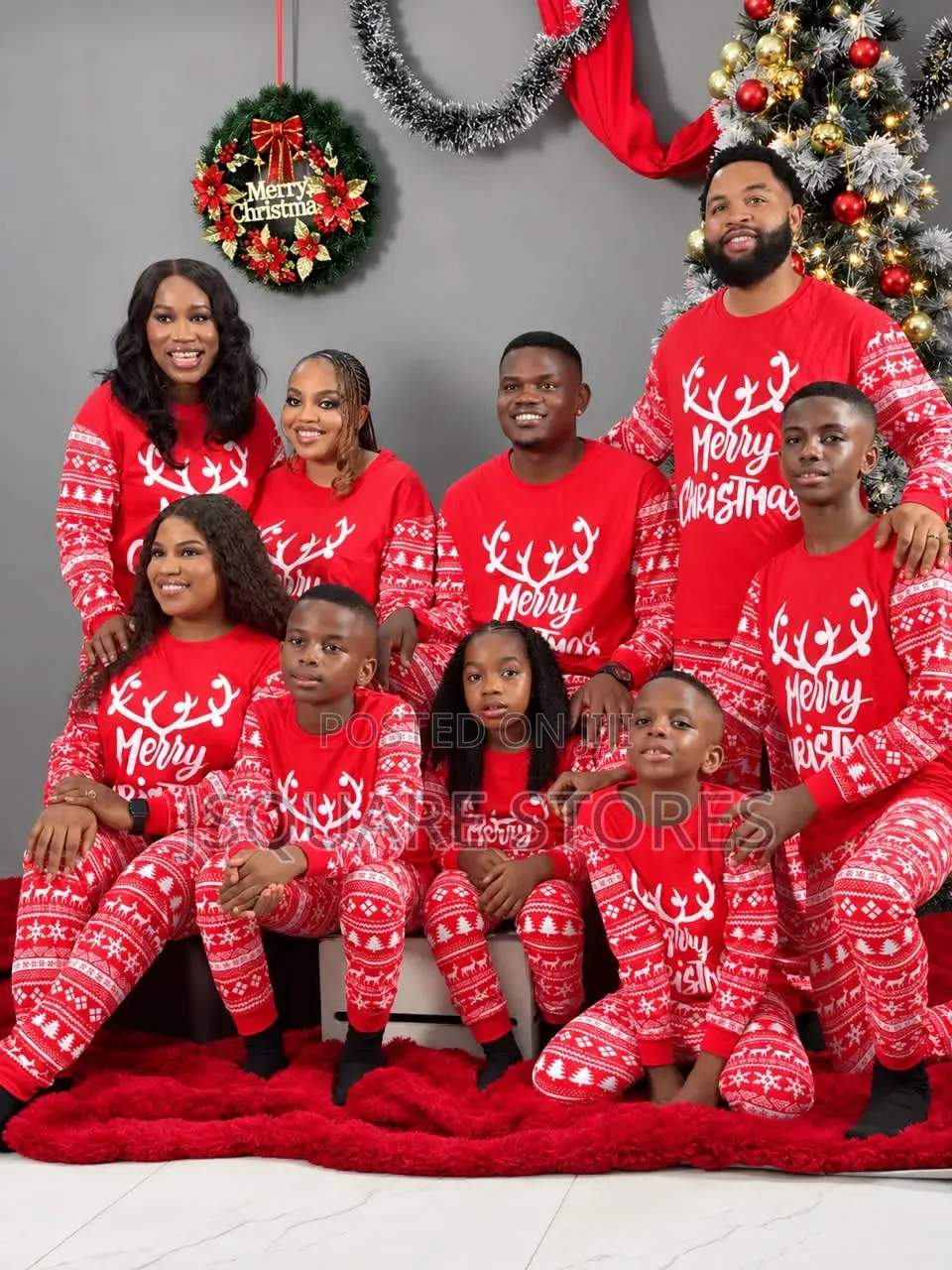 Red Deer Family Christmas Pyjamas From 1 Months to 3XL Adults Size