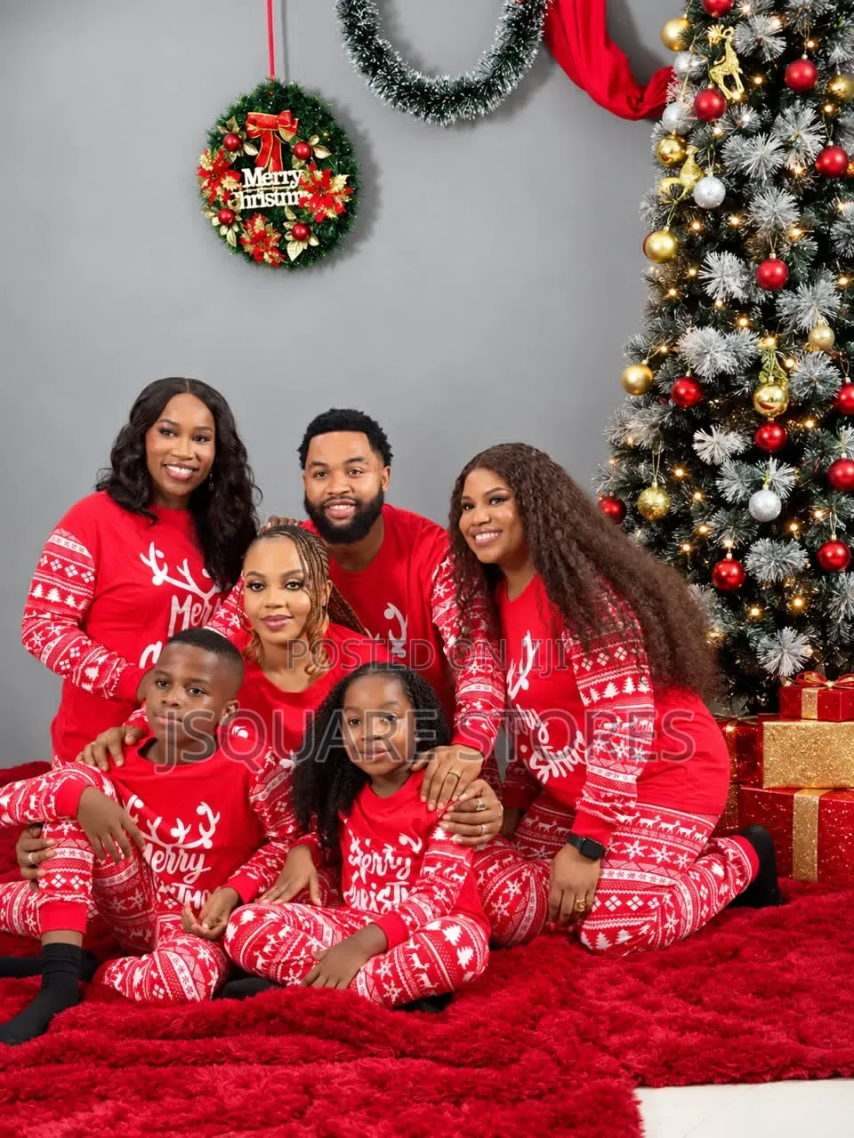 Red Deer Family Christmas Pyjamas From 1 Months to 3XL Adults Size
