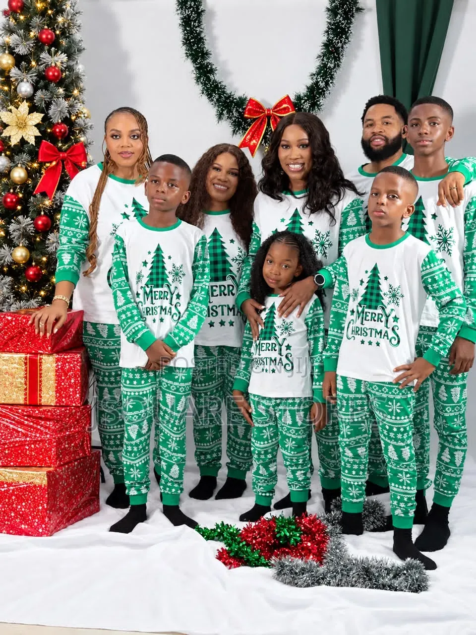 Green Tree Family Christmas Pyjamas From 1 Month to 3xl Adults Size