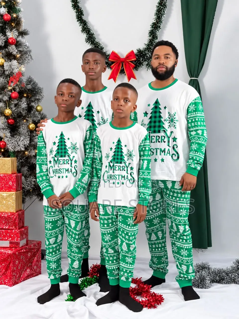 Green Tree Family Christmas Pyjamas From 1 Month to 3xl Adults Size