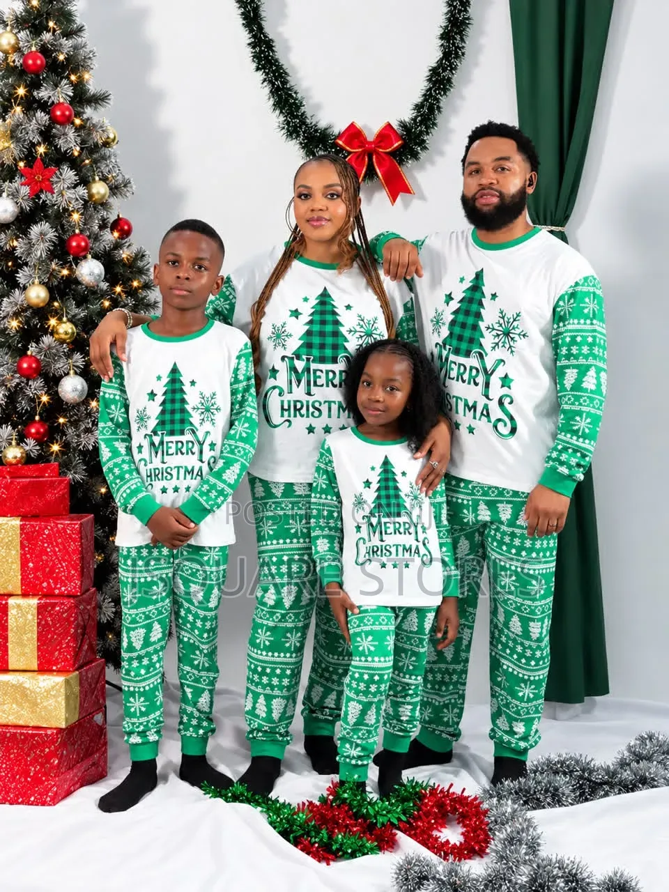 Green Tree Family Christmas Pyjamas From 1 Month to 3xl Adults Size