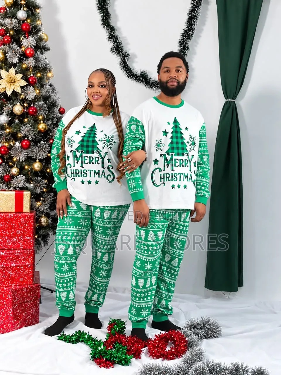 Green Tree Family Christmas Pyjamas From 1 Month to 3xl Adults Size