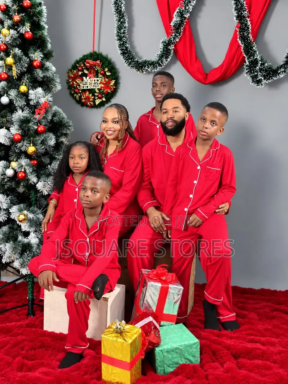 Plain Red Family Christmas Pyjamas From 1 Month to 3xl Adults Size