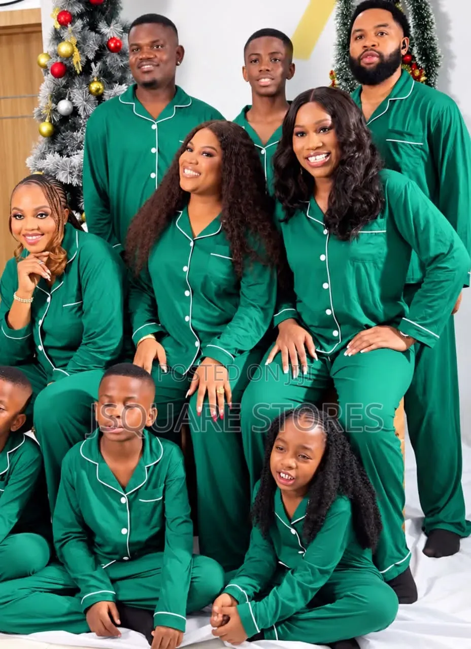 Plain Green Family Christmas Pyjamas From 1 Month to 3xl Adults Size