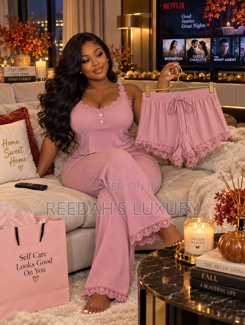 3 in 1 Serene Lace-Trim Lounge Set