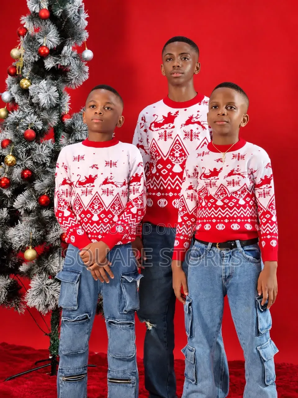 Red Family Christmas Sweater 
Available in Ages and Adu6 Sizes
