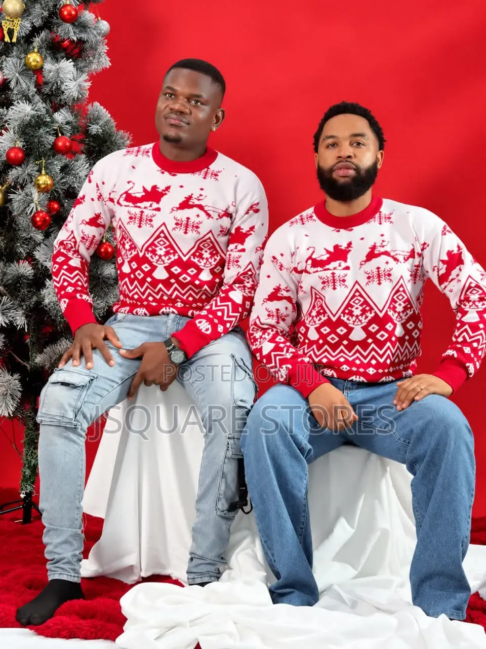 Red Family Christmas Sweater 
Available in Ages and Adu6 Sizes