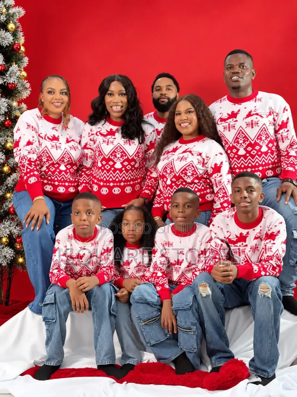Red Family Christmas Sweater 
Available in Ages and Adu6 Sizes