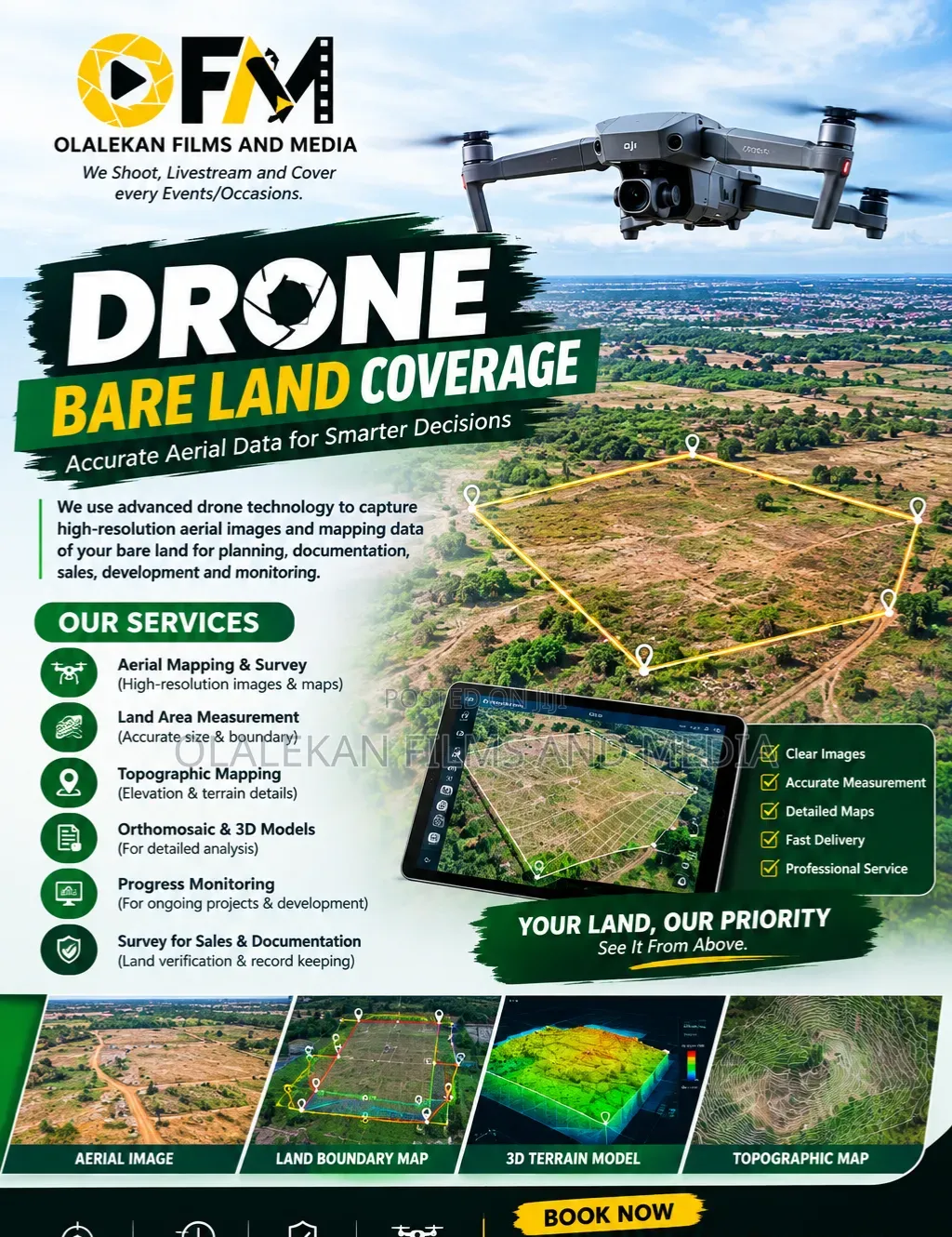 Drone Coverage for Bare Land