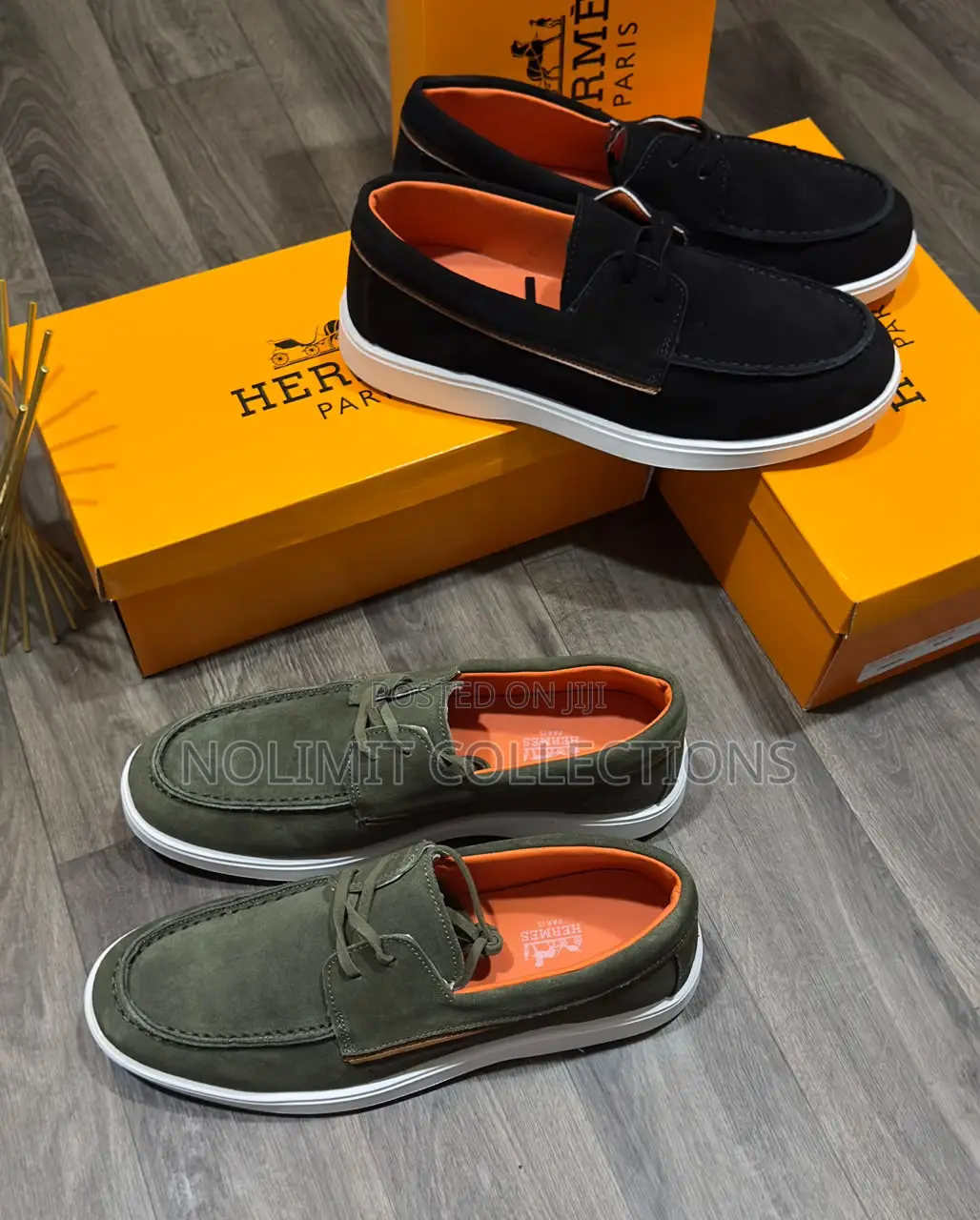 Hermes Suede Lace Shoes With Thick White Soles