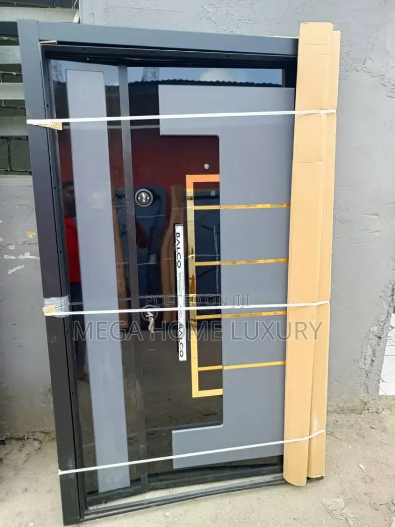 Grey Glass Gold Accent Door