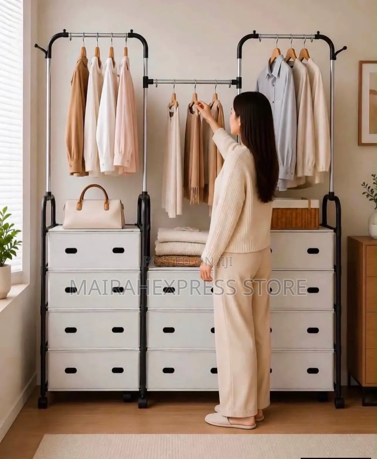 Multipurporse Clothes Hanger With 11-Layer Shoe Rack 2st7
