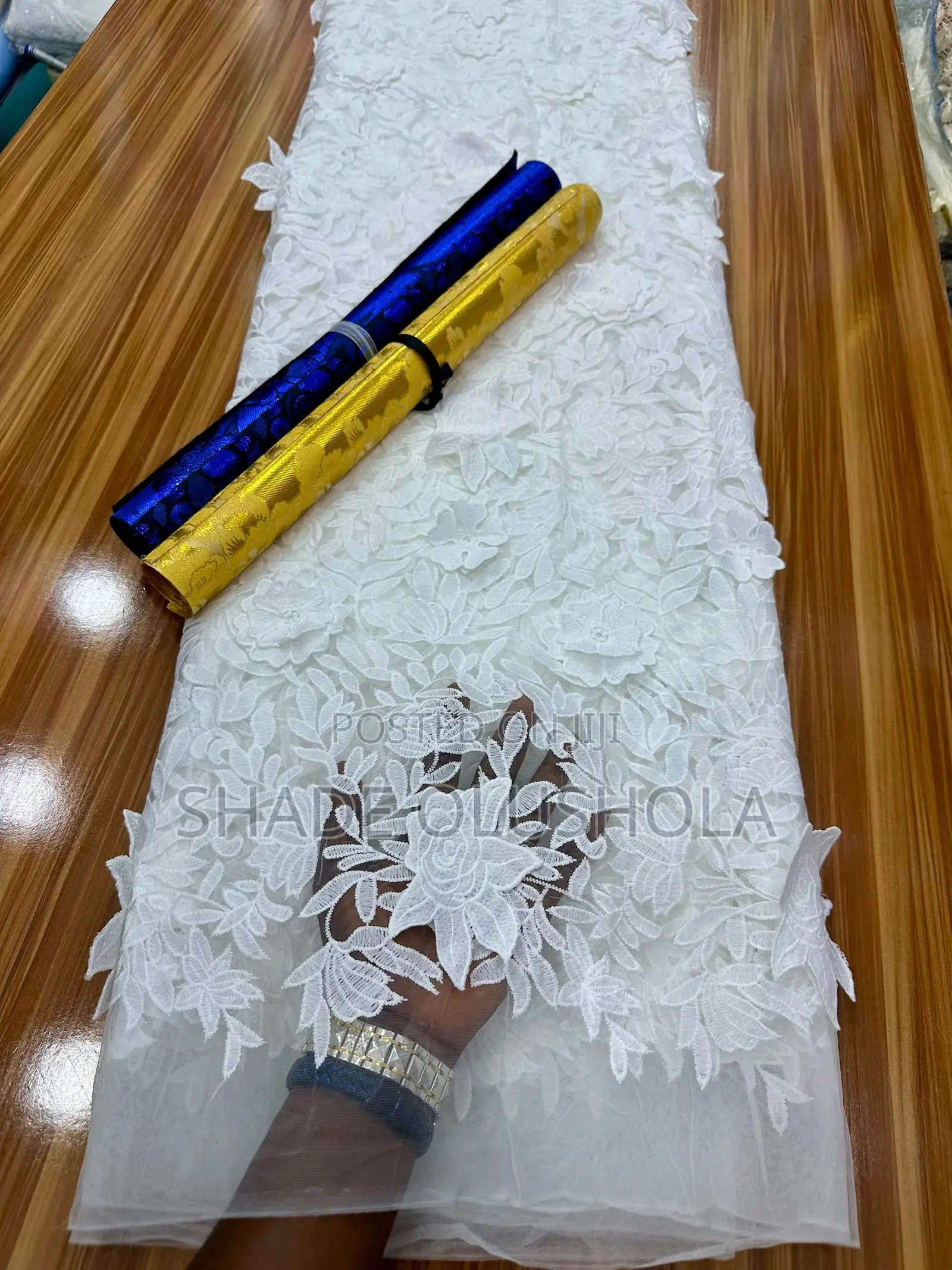 Luxury 3D Ivory White Net Lace