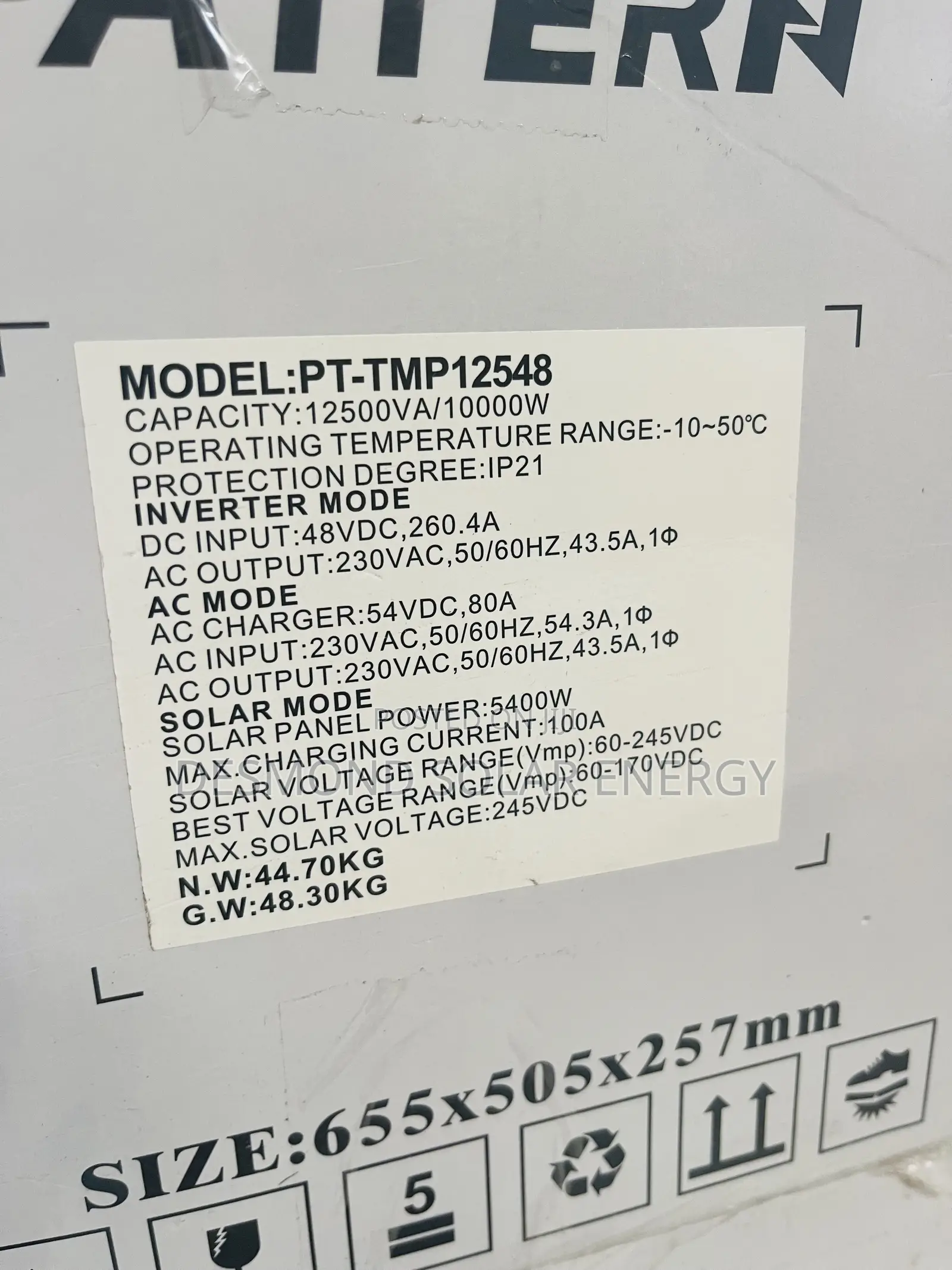 12kva 48v Pattern Hybrid Solar Inverter Is Very Much Available Now