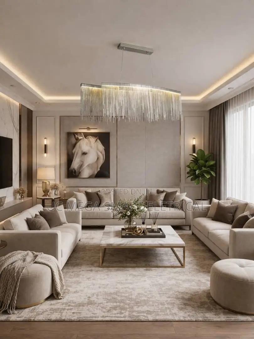 Modern Luxury Silver Tassel Chandelier Nordic Hanging Lamp Living Room