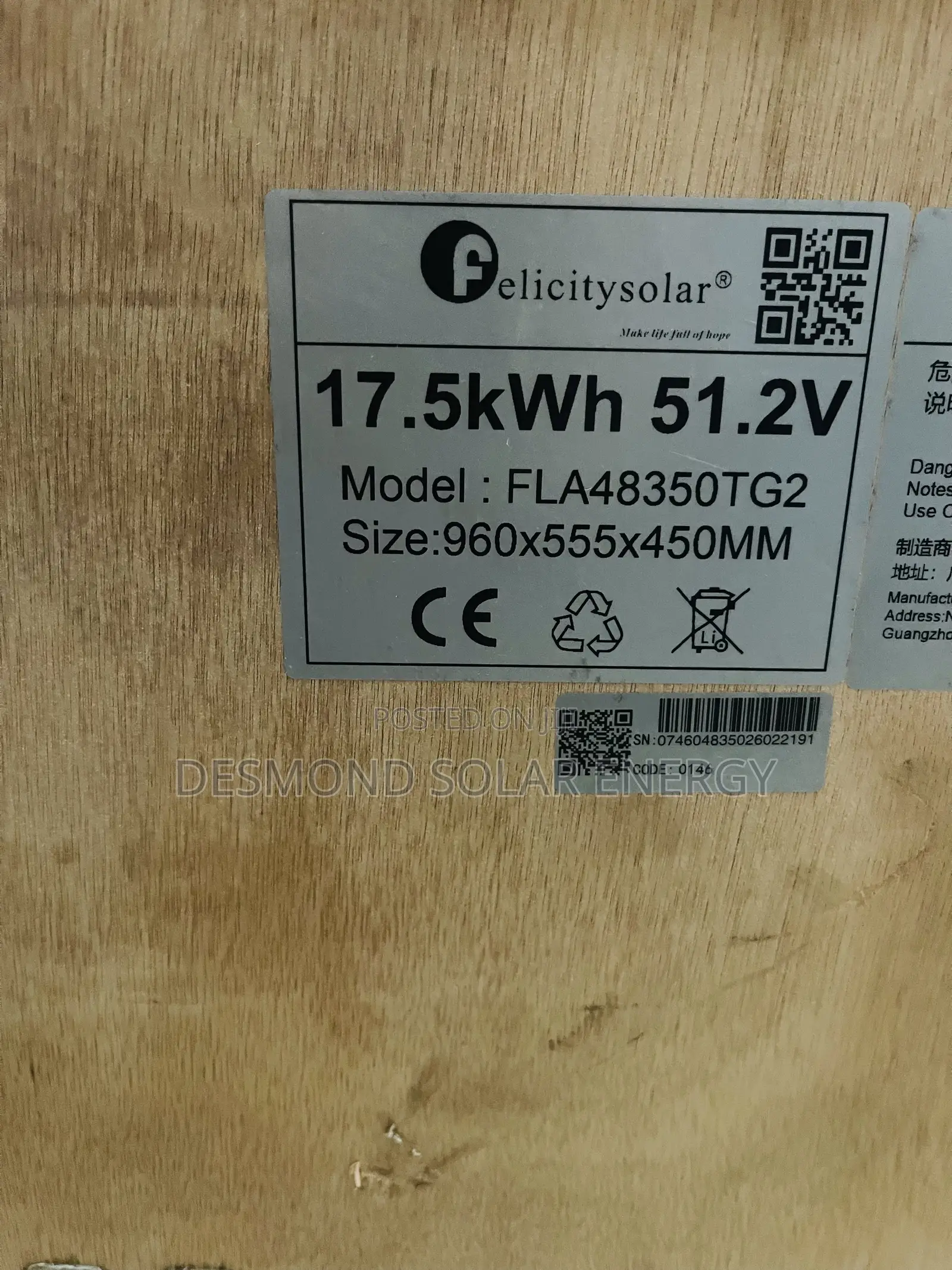 17.5kwh Flat 51.2v Felicity Lithium Batteries Is Now Available