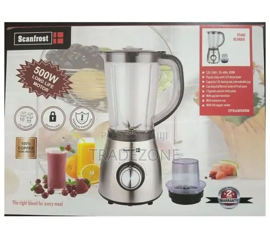 Scanfrost 1.5L 500W Blender With Smoothie Maker Dry Grinder Mill