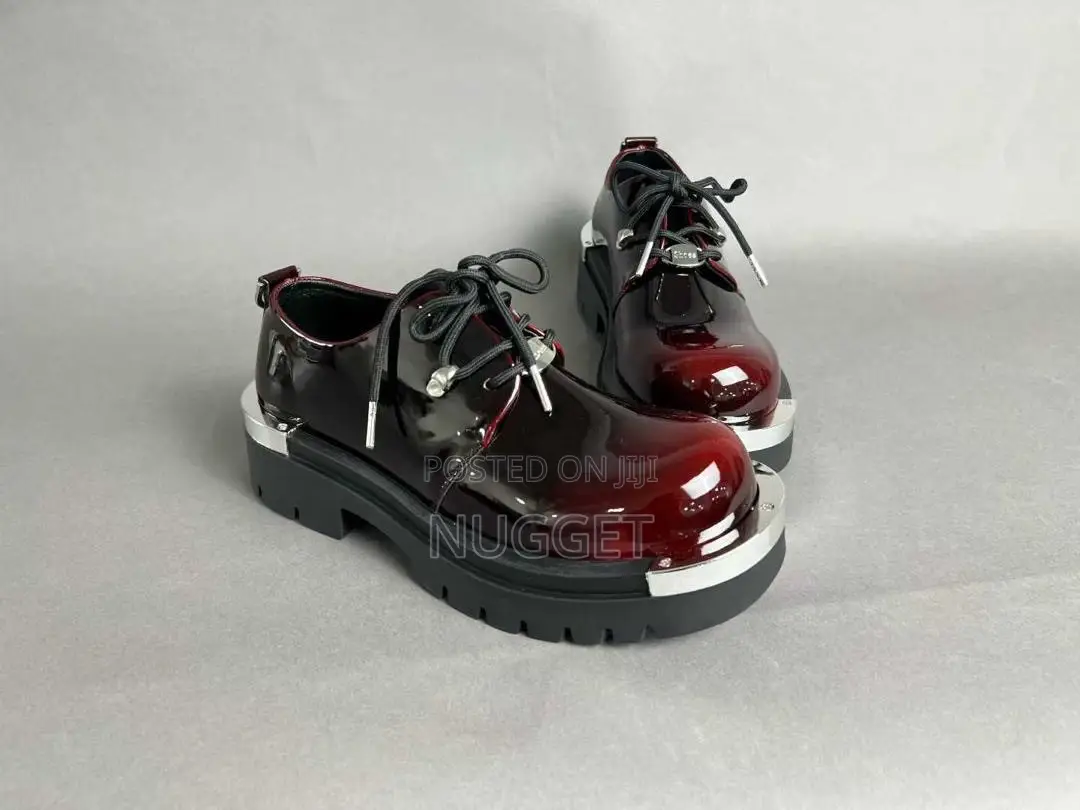Glossy Patent Leather Platform Chunky Shoes 