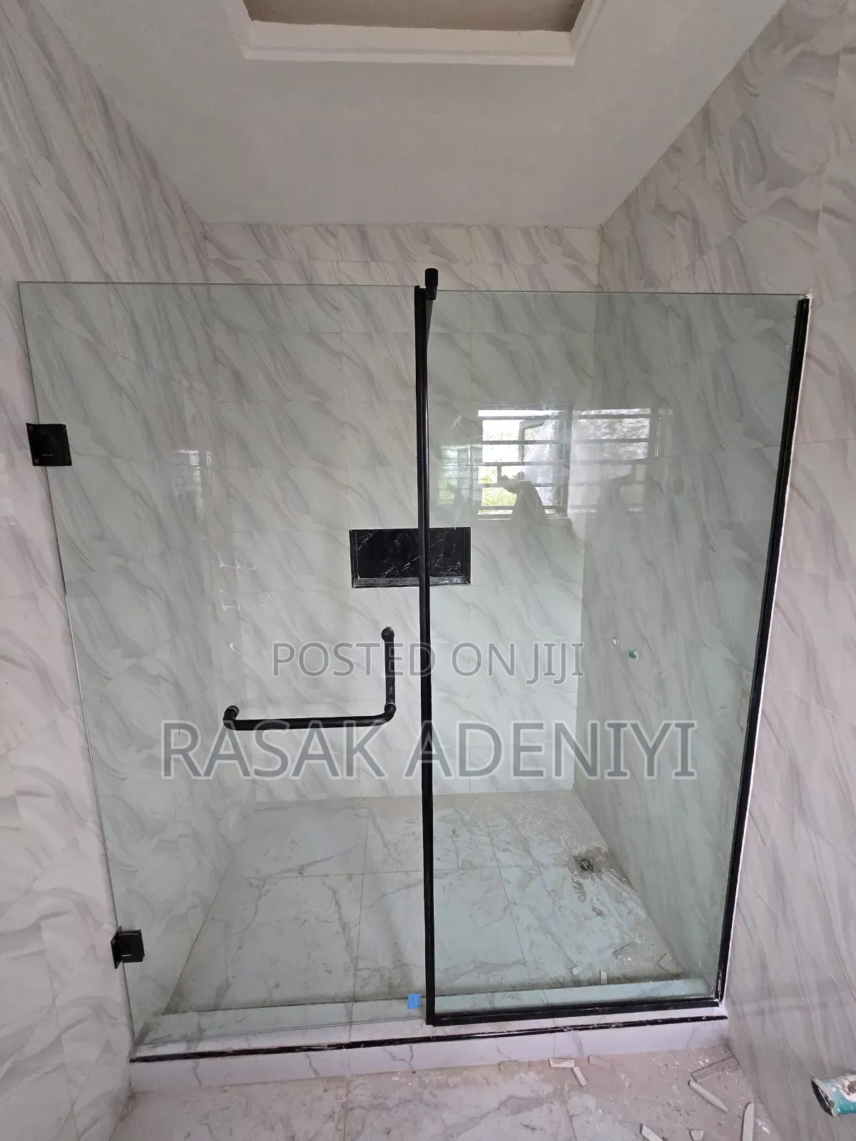 Shower Cubicle With Black Accessories
