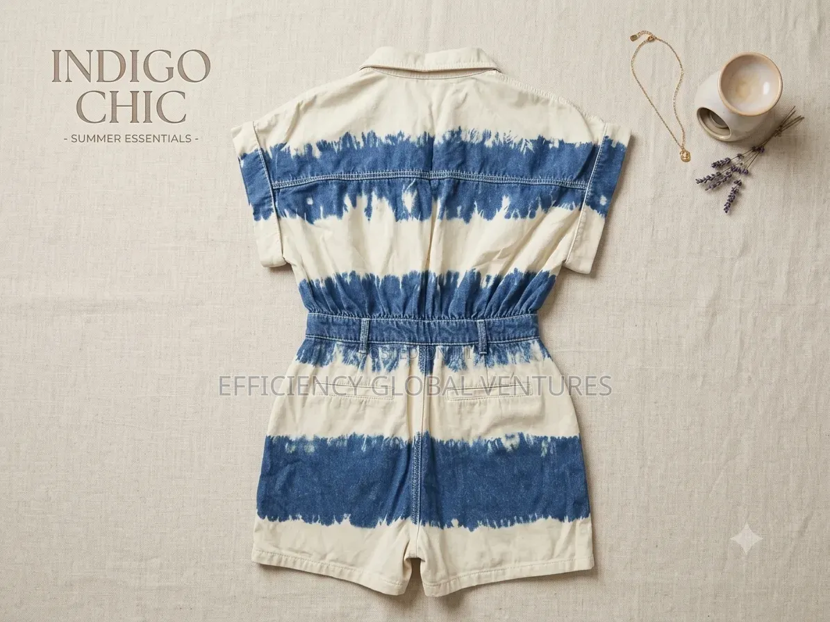 Denim Romper Playsuit Short Sleeve Button-Down - Size FR 36 / US 26