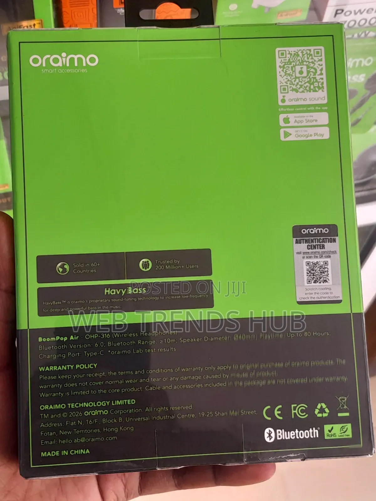 Oraimo BoomPop Air (OHP-316) Wireless Headphones - 80-Hour Battery