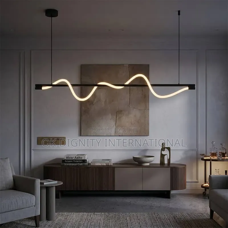 Modern Wave LED Pendant Chandelier | Luxury Linear Hanging Light