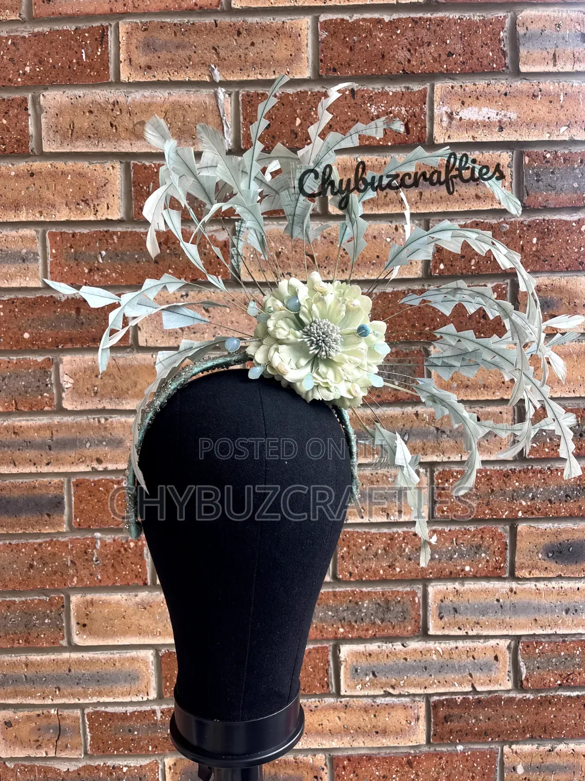 Mint Green Feather Facinator