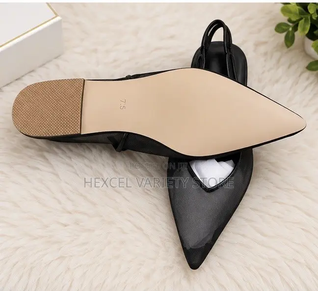 Luxury Black Slingback Flat Shoes for Ladies