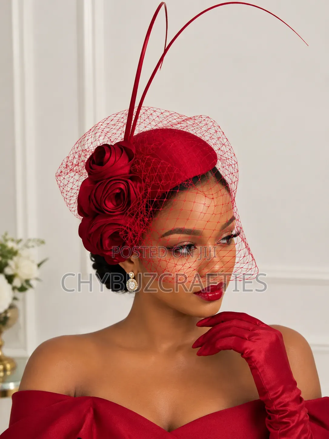 Red Rose Facinator